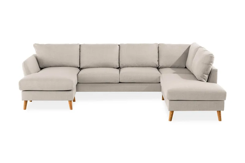 Trend 4-sits Högervänd U-formad Soffa med Divan och Schäslong i Tyg, Beige