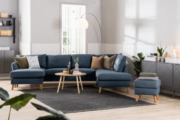 Trend 4-sits Högervänd U-formad Soffa med Divan och Schäslong i Tyg - Blå - Möbler - Soffa - U-soffa
