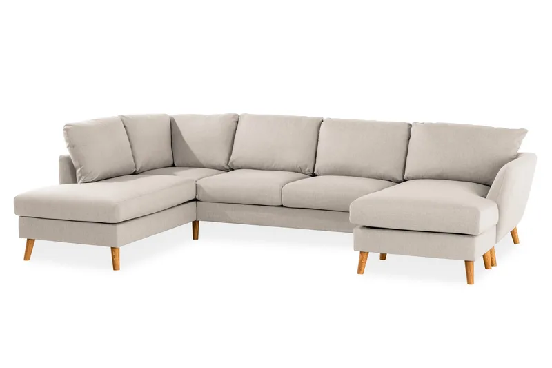 Trend 4-sits Vänstervänd U-formad Soffa med Divan och Schäslong i Tyg - Beige - Möbler - Soffa - U-soffa