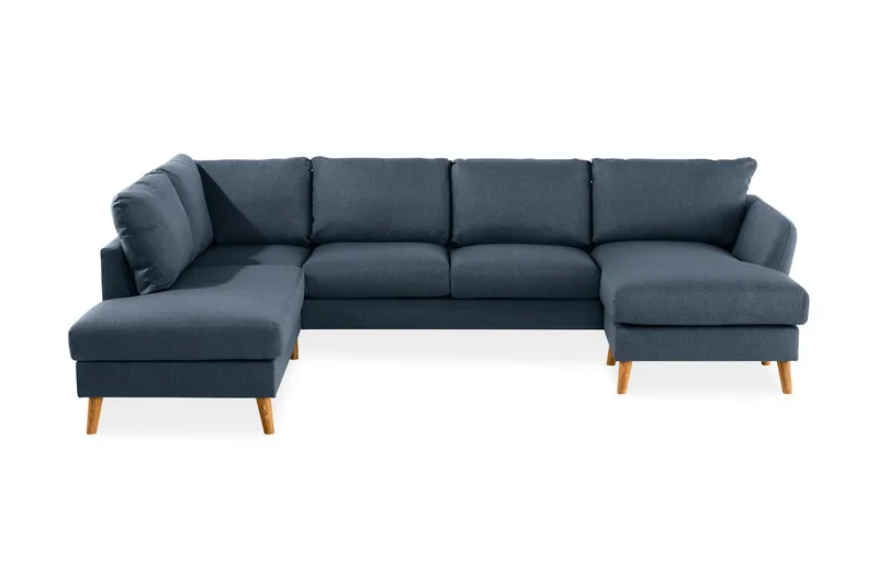 Trend 4-sits Vänstervänd U-formad Soffa med Divan och Schäslong i Tyg, Blå