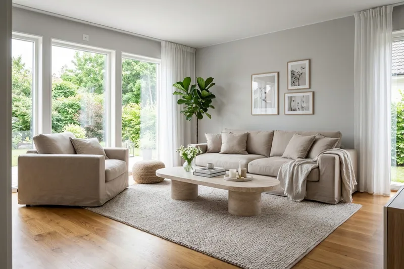 Valencia Extra Djup 3-sits soffa + fåtölj med avtagbar och tvättbar klädsel - Ljusbrun - Möbler - Soffa - Soffgrupp
