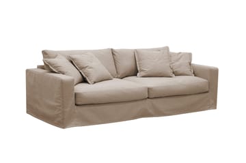 Valencia Extra Djup 3-sits soffa + fåtölj med avtagbar och tvättbar klädsel - Ljusbrun - Möbler - Soffa - Soffgrupp
