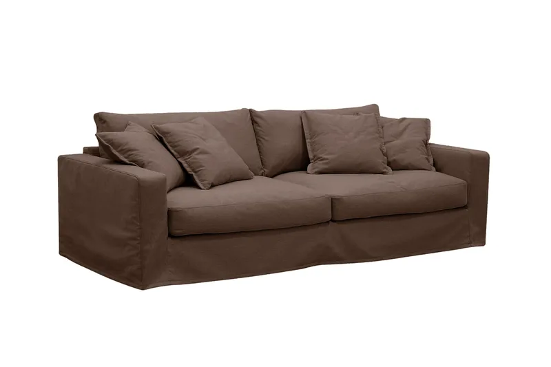 Valencia Extra Djup 3-sits soffa + fåtölj med avtagbar och tvättbar klädsel - Mörkbrun - Möbler - Soffa - Soffgrupp