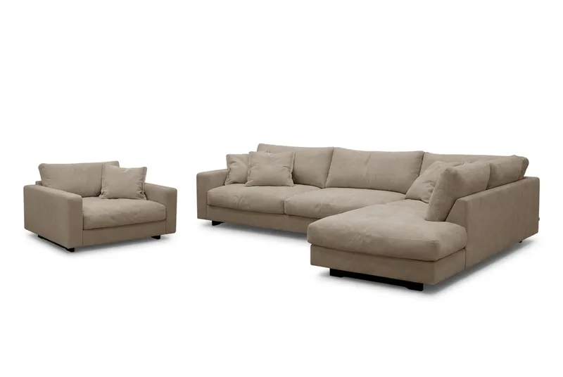 Valencia Soffgrupp Extra Djup 4-sits Schäslong Höger + Fåtölj - Brun - Möbler - Soffa - Soffgrupp
