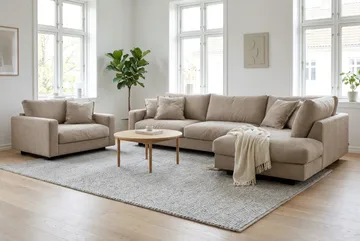 Valencia Soffgrupp Extra Djup 4-sits Schäslong Höger + Fåtölj - Brun - Möbler - Soffa - Soffgrupp