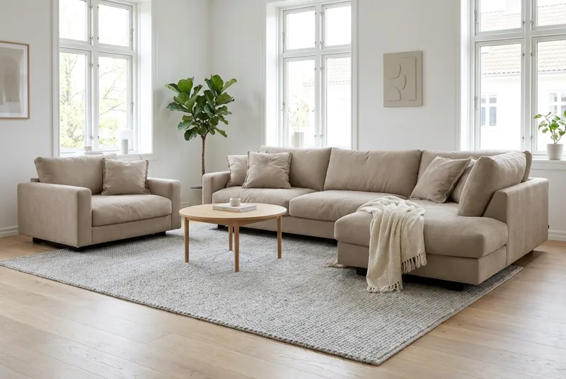 Valencia Soffgrupp Extra Djup 4-sits Schäslong Höger + Fåtölj - Brun - Möbler - Soffa - Soffgrupp