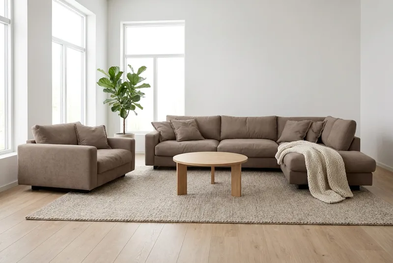 Valencia Soffgrupp Extra Djup 4-sits Schäslong Höger + Fåtölj - Mörkbrun - Möbler - Soffa - Soffgrupp