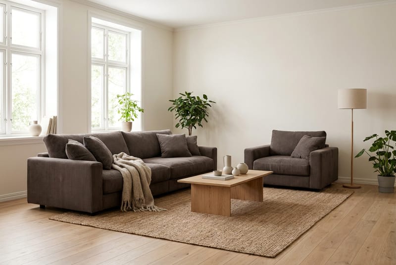 Valencia Soffgrupp Extra Djup 4-sits Soffa + Fåtölj - Taupe - Möbler - Soffa - Soffgrupp
