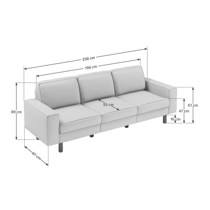 Vilsa 3-sits Mjuk Djup Soffa i Linne - Brun|Blå - Möbler - Soffa - 3 sits soffa