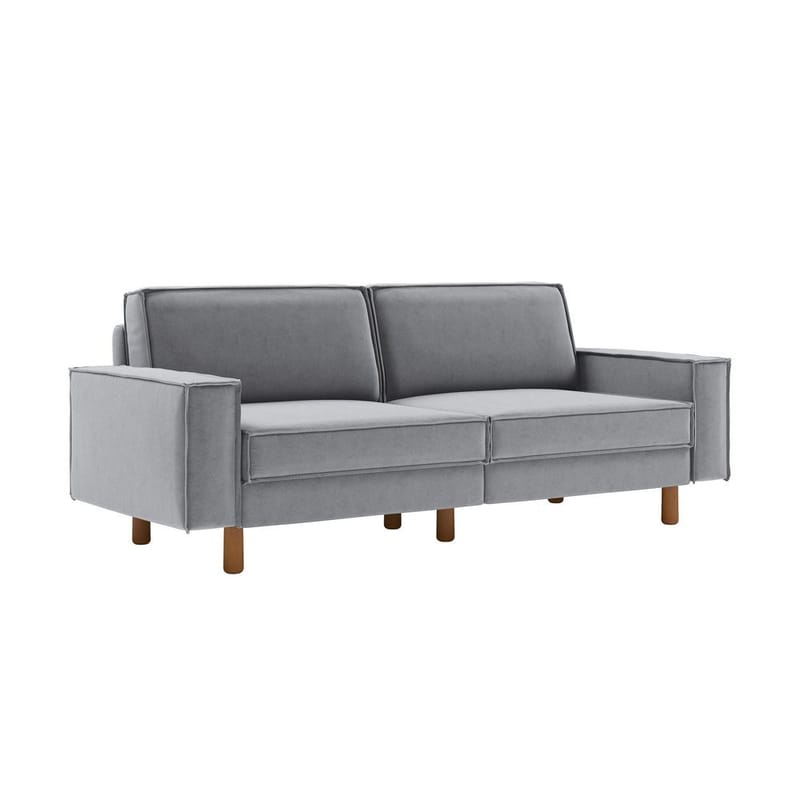 Vilsa 3-sits Mjuk Djup Soffa med Kantsydd Boxig i Tyg, Ljusgrå