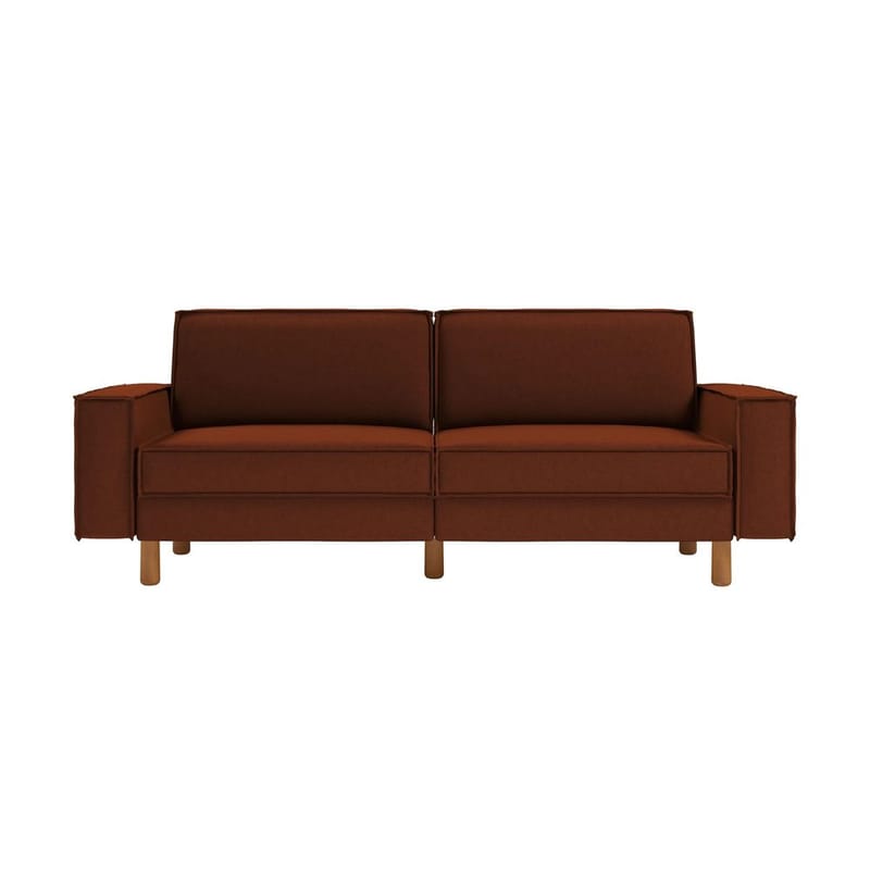 Vilsa 3-sits Mjuk Djup Soffa med Kantsydd Boxig i Tyg - Rost - Möbler - Soffa - Sammetssoffa