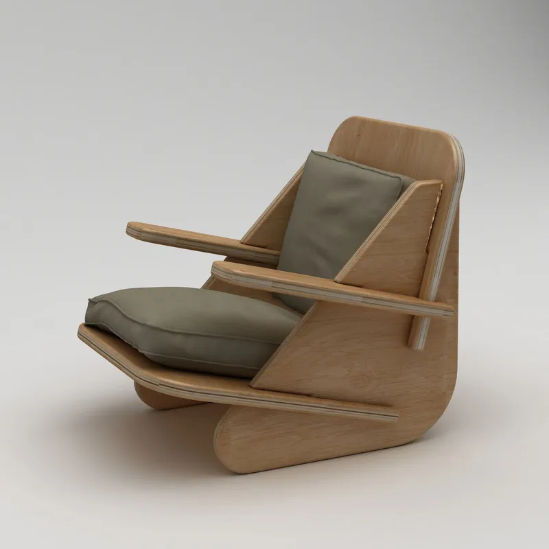 Öronlappsfåtölj Homitis Stylish (55 x 60 x 55 cm) naturträ khaki - Naturligt trä och khaki - Möbler - Stolar & fåtöljer - Fåtölj