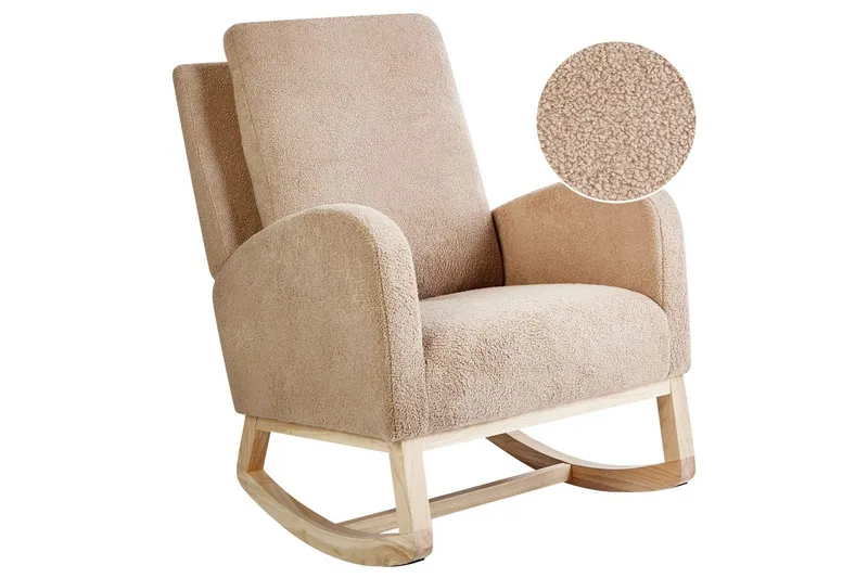Alsta Fåtölj i Boucle med Träunderrede, Kamelbeige