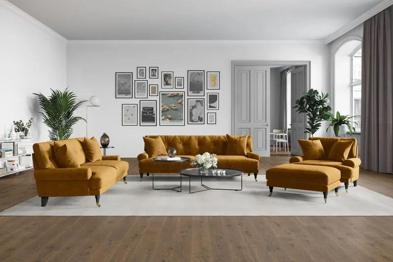 Andrew Loveseat Sammet - Amber/Mässing - Möbler - Stolar & fåtöljer - Fåtölj