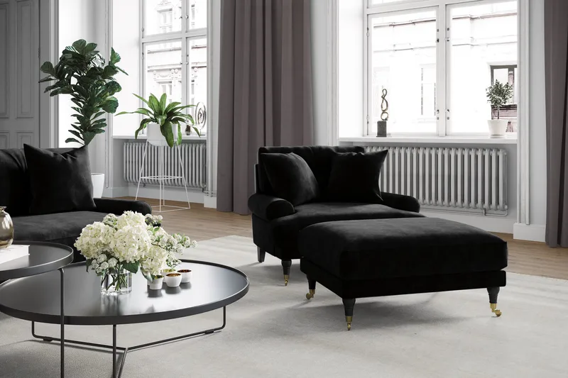 Andrew Loveseat Sammet - Svart/Mässing - Möbler - Stolar & fåtöljer - Fåtölj