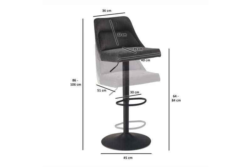 Baccha Barstol 106 cm - Mörkgrå - Möbler - Stolar & fåtöljer - Barstol & barpall