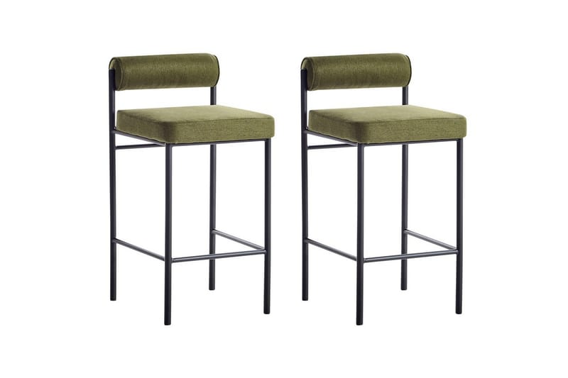 Barstol Amaya set om 2 Grön-Svart, Polyester, Grön-Svart, Polyester