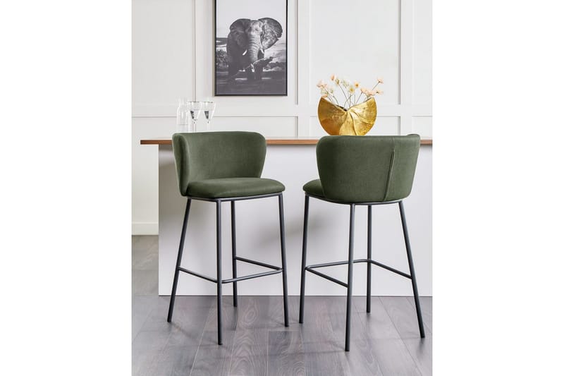 Barstol Mina set om 2 Grön-Svart - Grön-Svart - Möbler - Stolar & fåtöljer - Barstol & barpall