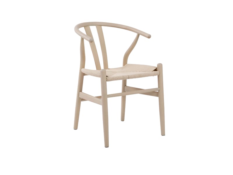 Dastoori Karmstol Matstol med Armstöd i Bokträ med Vitlaserad Ek-utseende med Flätad Sits, Beige