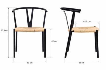 Elysia Matstol & Köksstol med Armstöd och Flätad Sits i Metall - Svart - Möbler - Stolar & fåtöljer - Matstol & köksstol