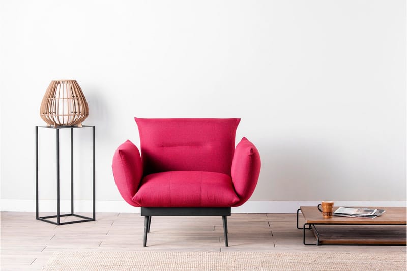 Bramelia Modern Fåtölj i Tyg med Metallben - Ceriserosa - Möbler - Stolar & fåtöljer - Fåtölj