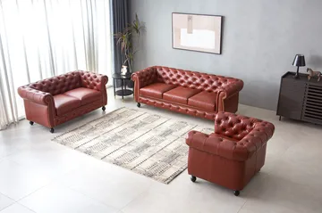 Fåtölj chesterfield i brunt PU - Charles - Möbler - Stolar & fåtöljer - Fåtölj - Chesterfield fåtölj