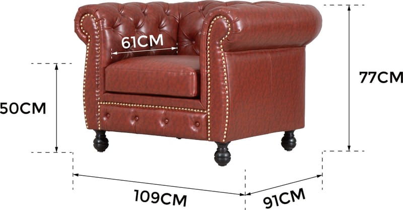 Fåtölj chesterfield i brunt PU - Charles - Möbler - Stolar & fåtöljer - Fåtölj - Chesterfield fåtölj