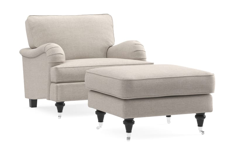 Howard Classic Fåtölj med Fotpall - Beige - Möbler - Stolar & fåtöljer - Fåtölj - Fåtölj med fotpall