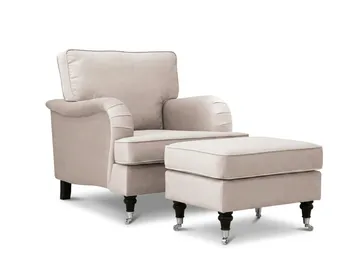 Howard Classic Soffgrupp Fåtölj och Fotpall i Sammet - Beige - Möbler - Stolar & fåtöljer - Fåtölj - Howard fåtölj