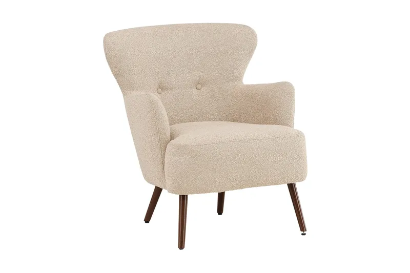 Lincoln Fåtölj i Boucle med Träben, Beige