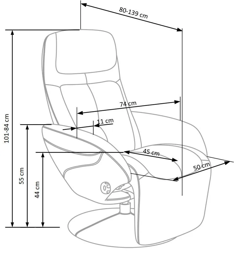 Reclinerfåtölj i beige PU, Beige
