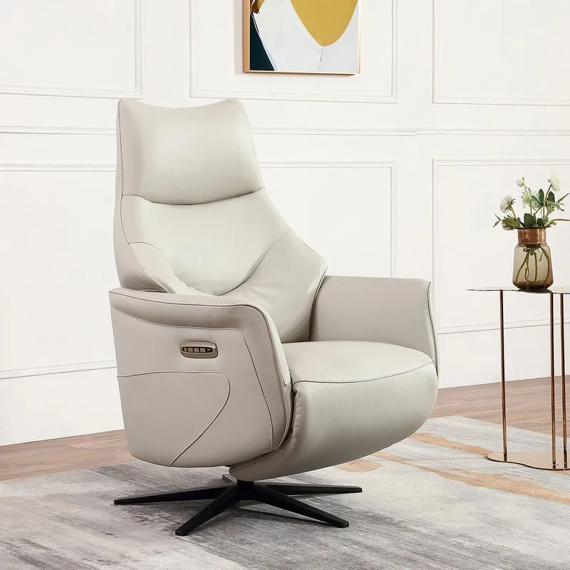 Reclinerfåtölj Rosdal med elektrisk mekanism - beige läder - Möbler - Stolar & fåtöljer - Fåtölj - Skinnfåtölj & läderfåtölj