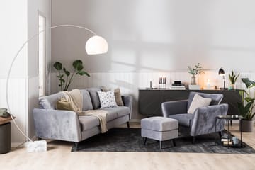 Trend Fåtölj med Fotpall i Sammet - Grå - Möbler - Stolar & fåtöljer - Fåtölj
