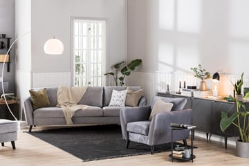 Trend Fåtölj med Fotpall i Sammet - Grå - Möbler - Stolar & fåtöljer - Fåtölj