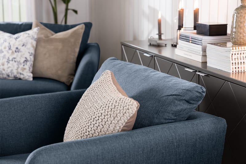 Trend Fåtölj med Fotpall i Tyg - Blå - Möbler - Stolar & fåtöljer - Fåtölj