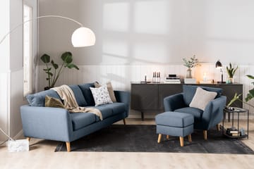 Trend Fåtölj med Fotpall i Tyg - Blå - Möbler - Stolar & fåtöljer - Fåtölj