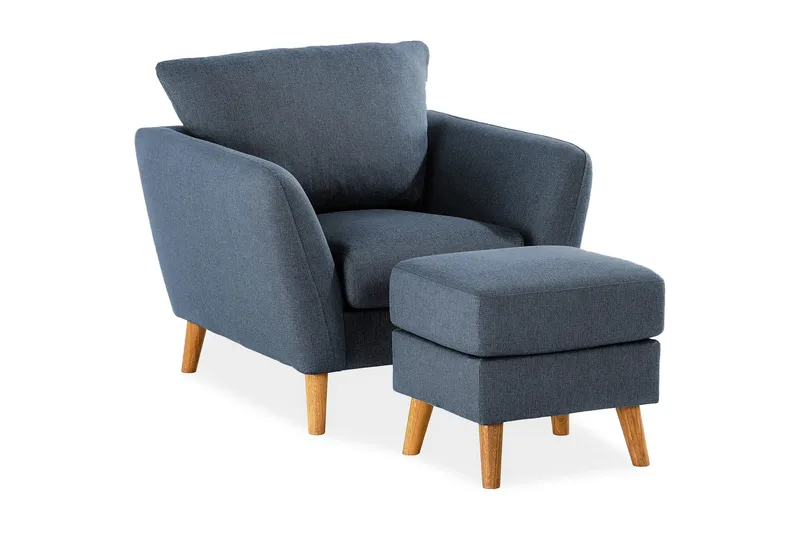 Trend Fåtölj med Fotpall i Tyg, Blå