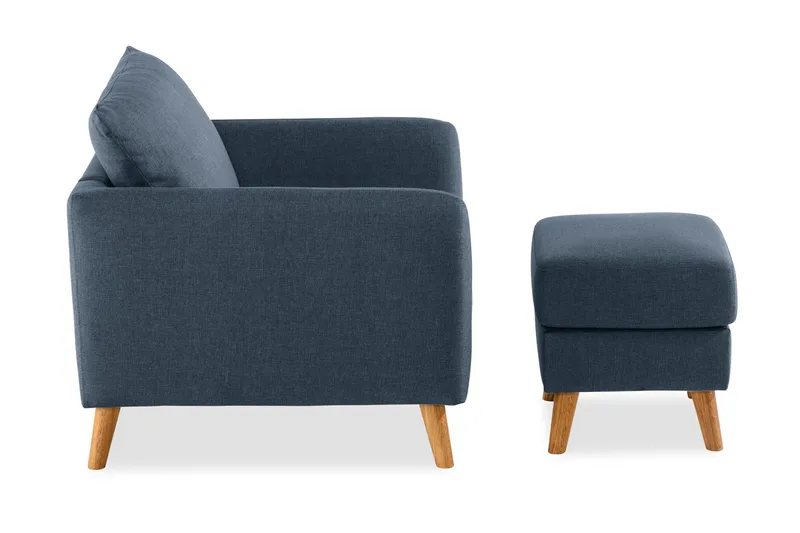 Trend Fåtölj med Fotpall i Tyg - Blå - Möbler - Stolar & fåtöljer - Fåtölj