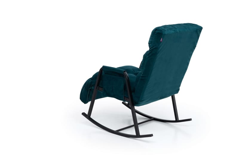Gladfield Oval Gungfåtölj med Recliner i Sammet med Metallstativ - Petrolblå - Möbler - Stolar & fåtöljer - Fåtölj