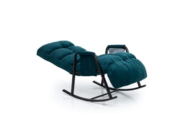 Gladfield Oval Gungfåtölj med Recliner i Sammet med Metallstativ - Petrolblå - Möbler - Stolar & fåtöljer - Fåtölj