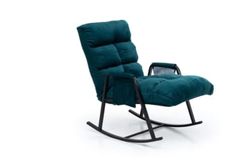 Gladfield Oval Gungfåtölj med Recliner i Sammet med Metallstativ - Petrolblå - Möbler - Stolar & fåtöljer - Fåtölj