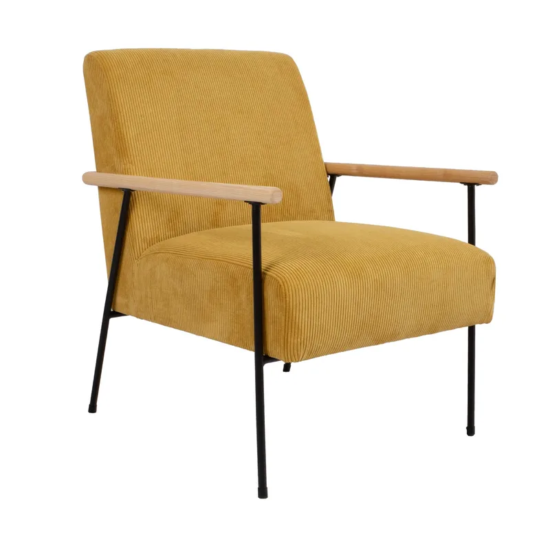 Jade Retro Fåtölj i Manchestertyg, Senapsgul