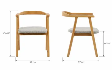 Jolie Karmstol Matstol med Rundad Rygg i Trä med Ek-utseende - Beige - Möbler - Stolar & fåtöljer - Matstol & köksstol