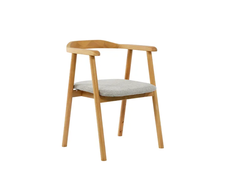 Jolie Karmstol Matstol med Rundad Rygg i Trä med Ek-utseende, Beige