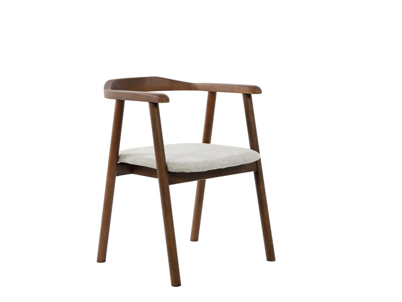 Jolie Matstol i trä med tygsits, Valnöt/Beige