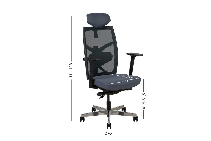 Kontorstol Tune 70x70xh111-128 cm Grå - Möbler - Stolar & fåtöljer - Kontorsstol & skrivbordsstol