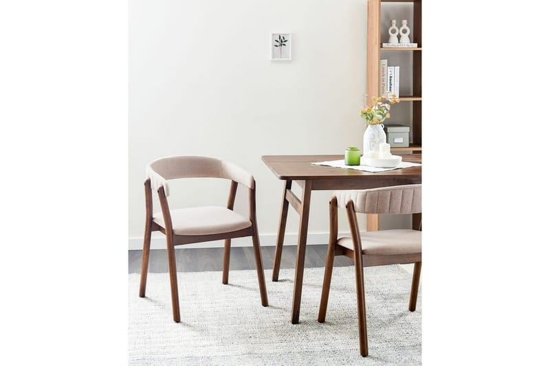 Matsalsstol Mylo set om 2 Beige-Mörkt Trä - Beige-Mörkt Trä - Möbler - Stolar & fåtöljer - Matstol & köksstol