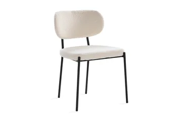 Gemmiano Matstol & Köksstol i Bouclé Teddy med Svarta Metallben - Vit - Möbler - Stolar & fåtöljer - Matstol & köksstol