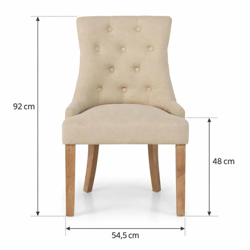 Viktoria Matstol & Köksstol i Tyg med Nitar och Bruna Träben - Beige - Möbler - Stolar & fåtöljer - Matstol & köksstol