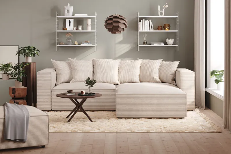Cubo 1-sits  Rektangulär Fotpallsmodul i Manchester 120 cm bred - Beige - Möbler - Stolar & fåtöljer - Pall & puff - Fotpall